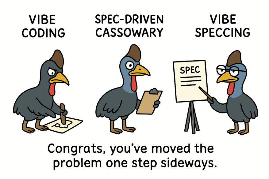 Cassowary vibe coding and then switching to vibe speccing and not so amused boss cassowary