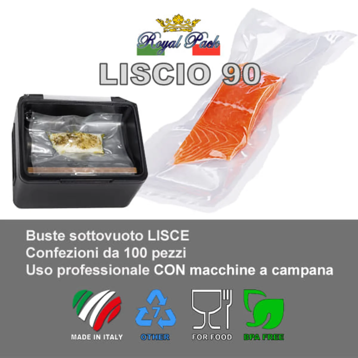 Royal Pack Top Quality buste sottovuoto goffrate 105 micron