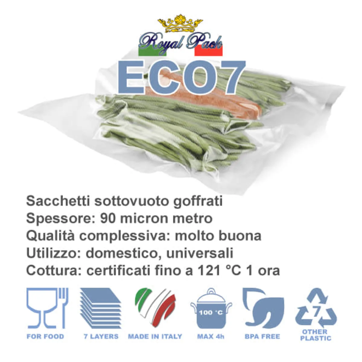 Royal Pack Eco7 buste sottovuoto goffrate