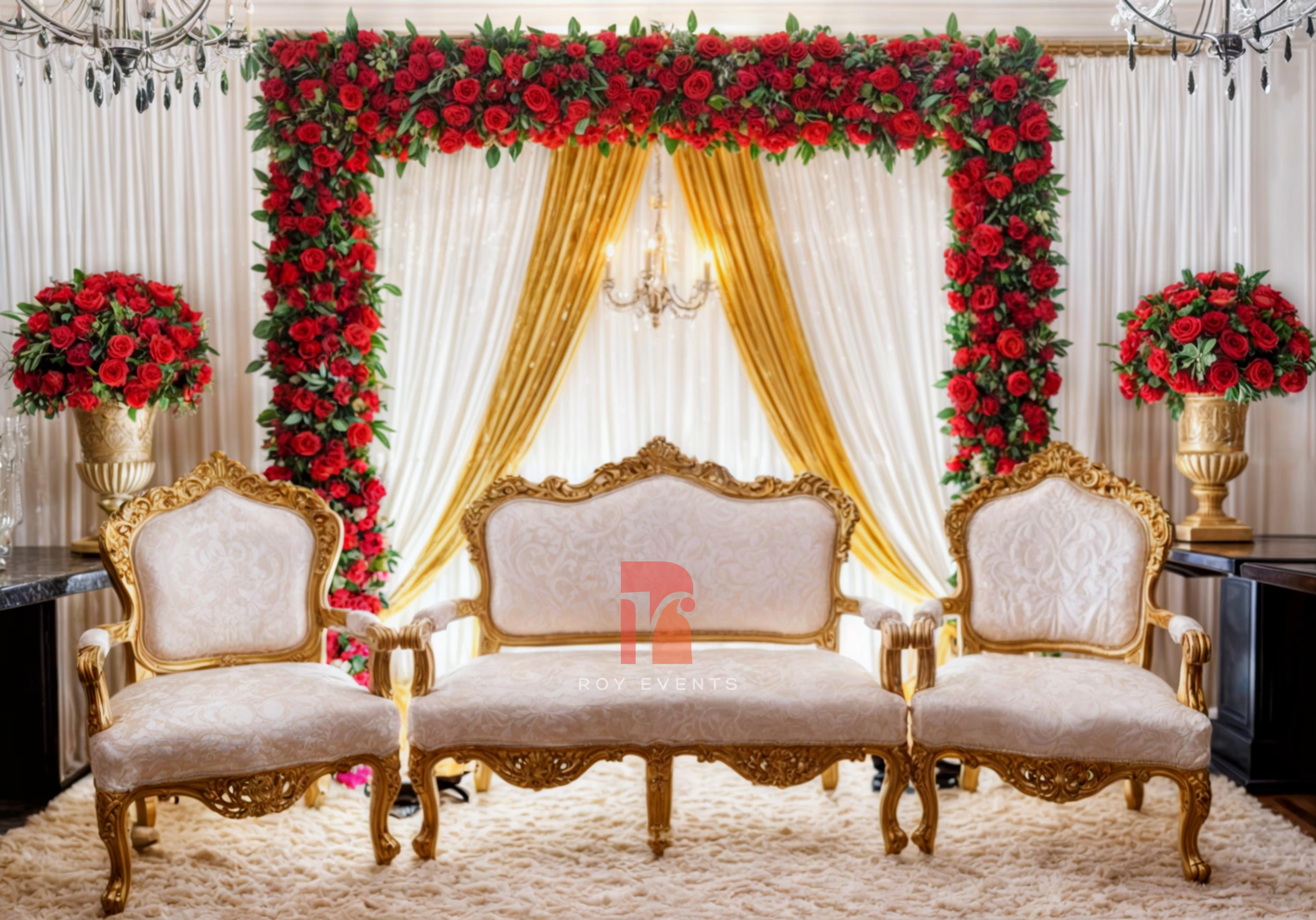 Elegant Red Rose Arch Wedding Decoration