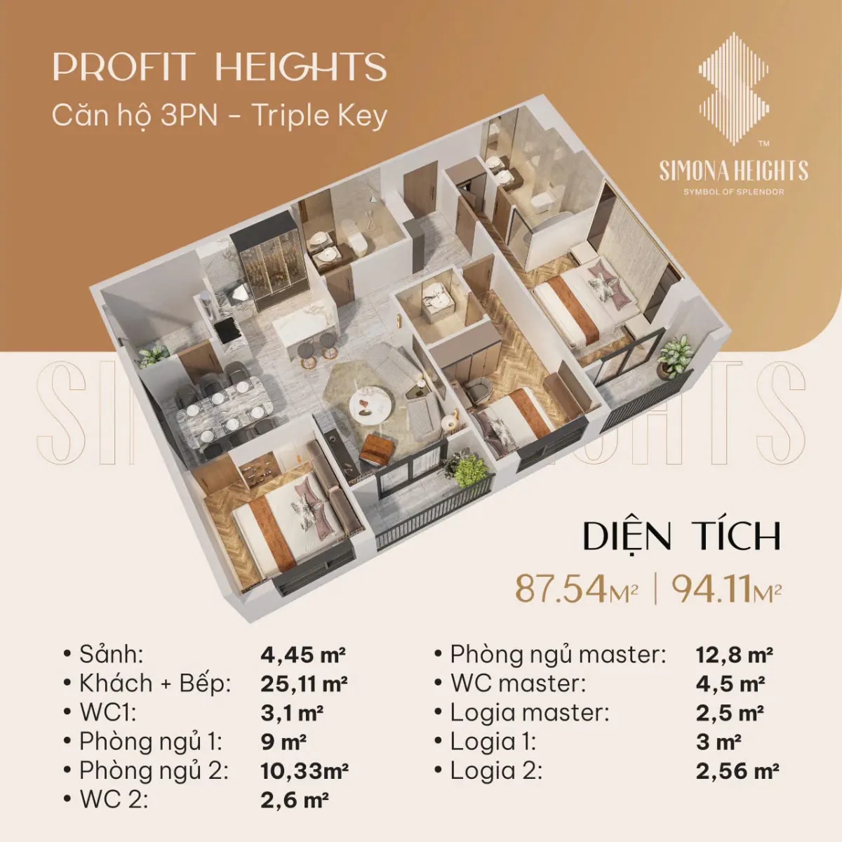 Căn 3PN Simona Heights Quy Nhơn: Lựa chọn cho gia đình nhiều thế hệ