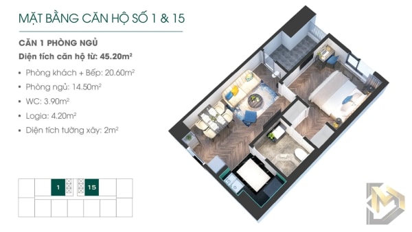 Altara Residences Quy Nhơn - Căn hộ 1PN
