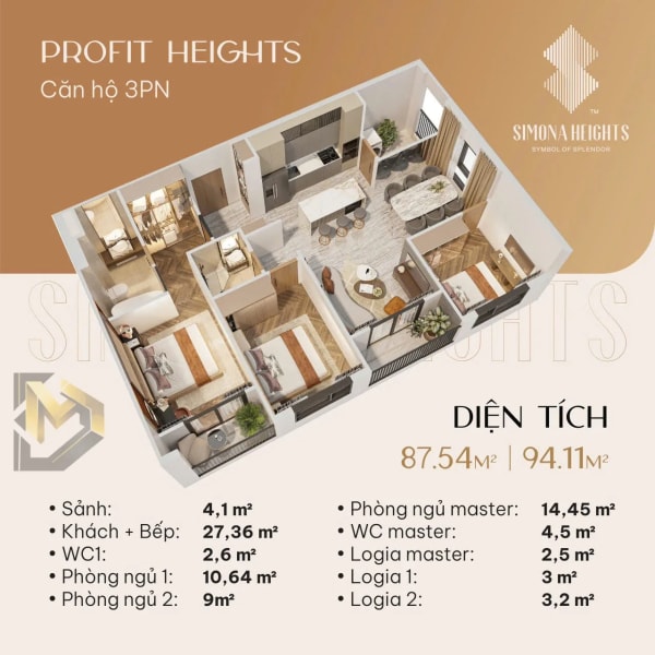 Simona Heights Quy Nhơn - Căn hộ 3PN – Profit Heights