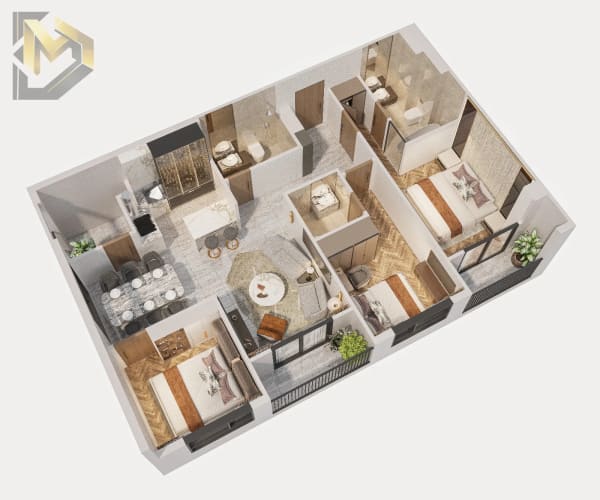 Simona Heights Quy Nhơn - Căn hộ 3PN Triple Key - 3PN, 3WC