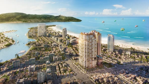 Ban công căn hộ Simona Heights Quy Nhơn hướng nhìn biển và thành phố
