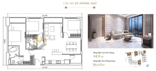Thiết kế căn hộ 3PN Triple Key Simona Heights Quy Nhơn