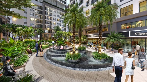Sảnh đón và cảnh quan nội khu căn hộ Simona Heights Quy Nhơn