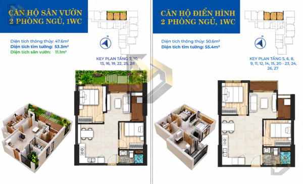 Căn hộ sân vườn 2PN 1WC The Calla Quy Nhơn