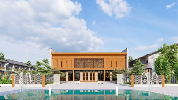 Phối cảnh nhà tiếp đón của trung tâm chăm sóc sức khỏe