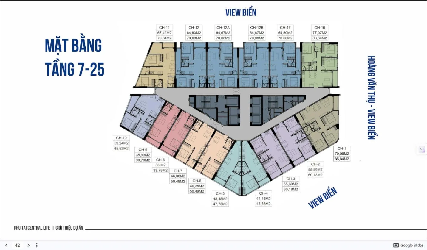 Mặt bằng tầng 7–25 Phú Tài Central Life theo tài liệu giới thiệu dự án (09/2022)