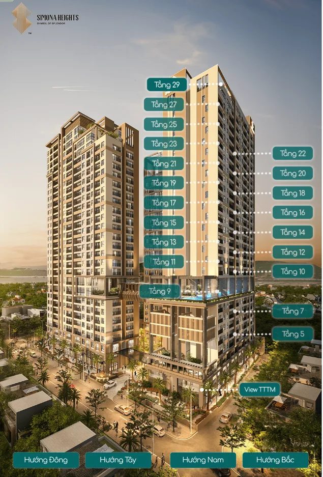 Phối cảnh theo tầng dự án Simona Heights Quy Nhơn