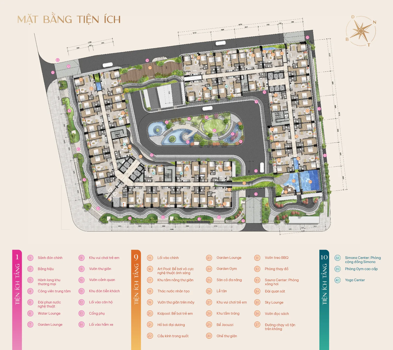 Phối cảnh mặt bằng tiện ích của dự án Simona Heights