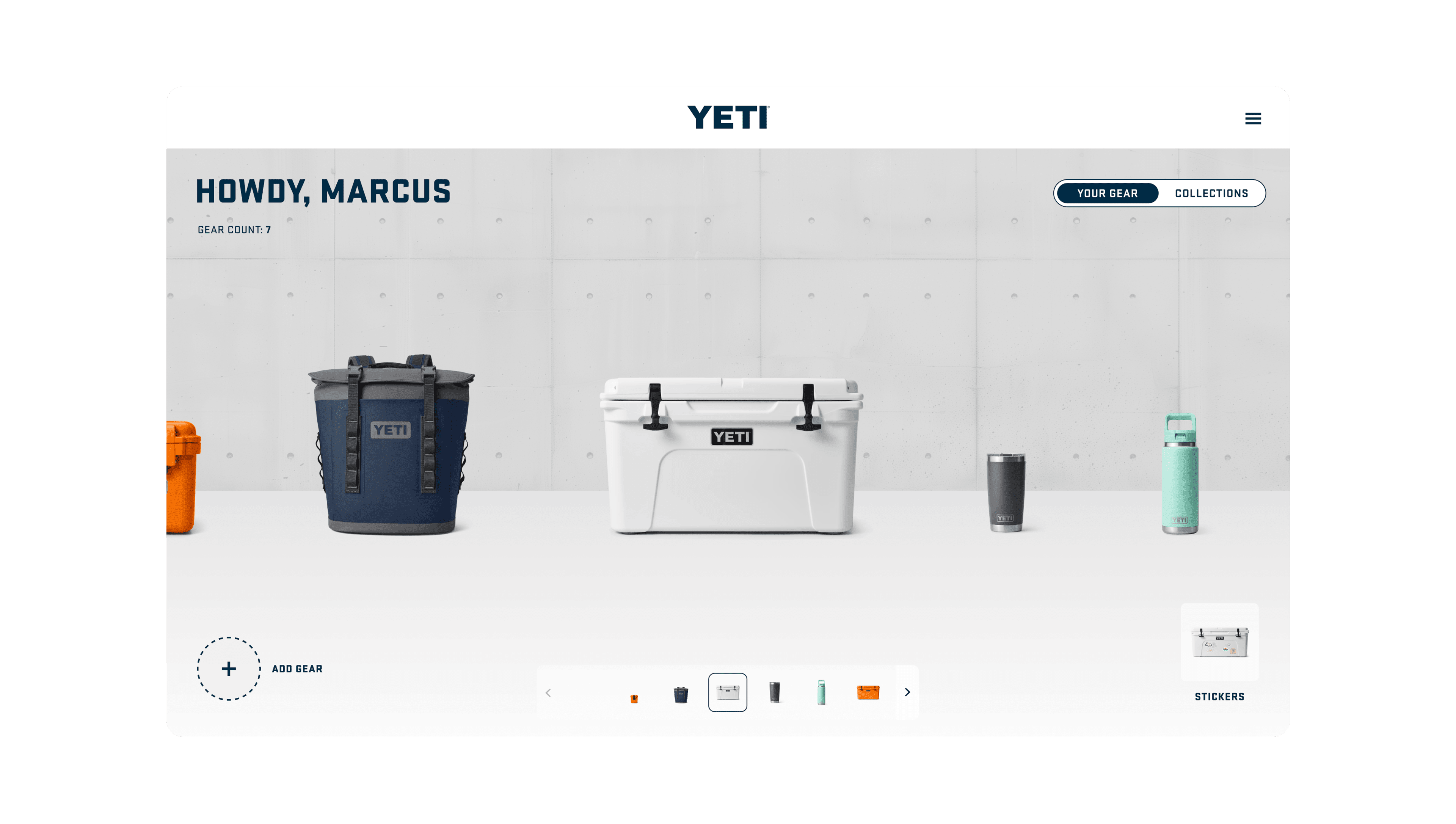 YETI Gear Locker product screens