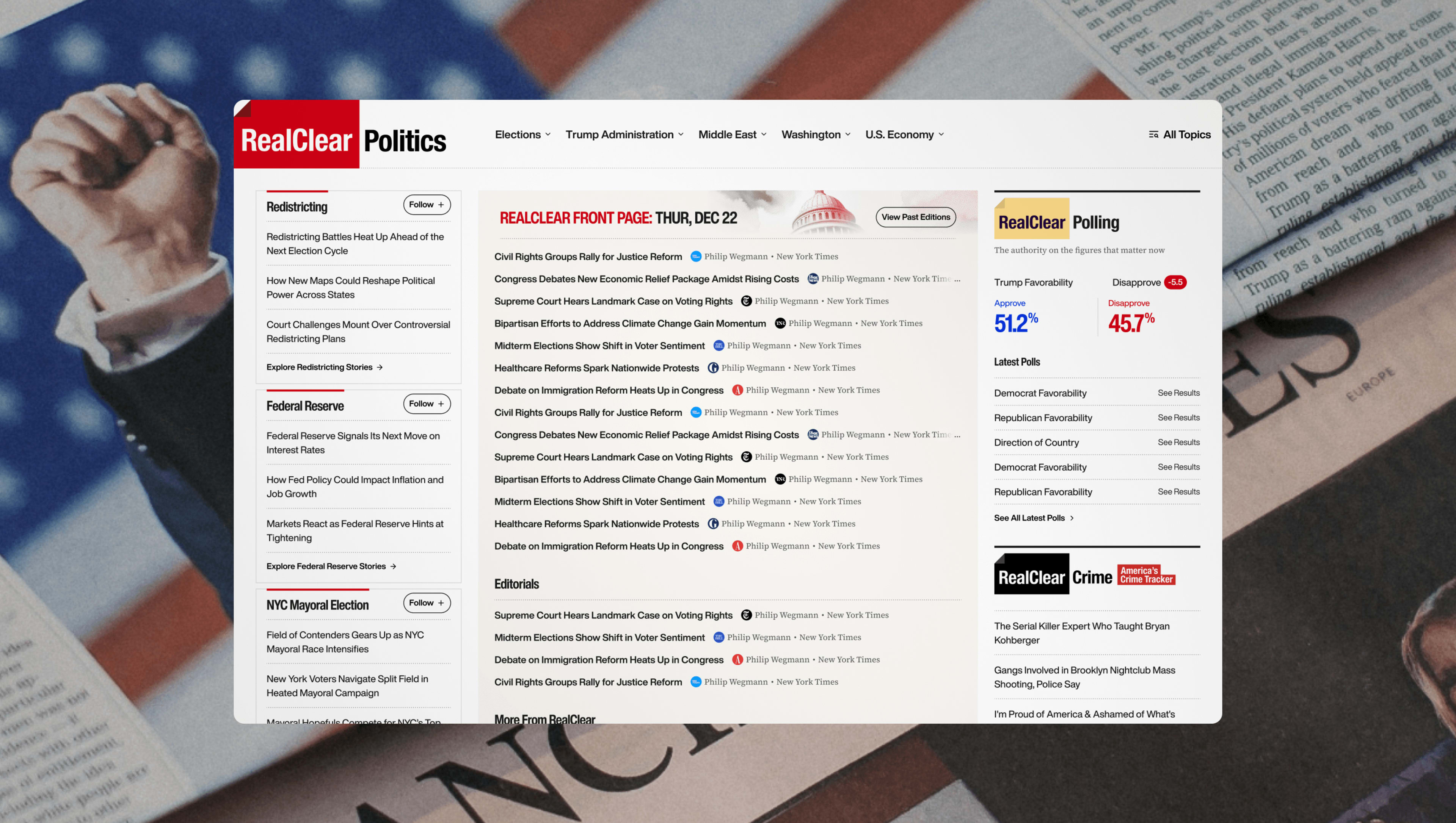 RealClear Media homepage layout