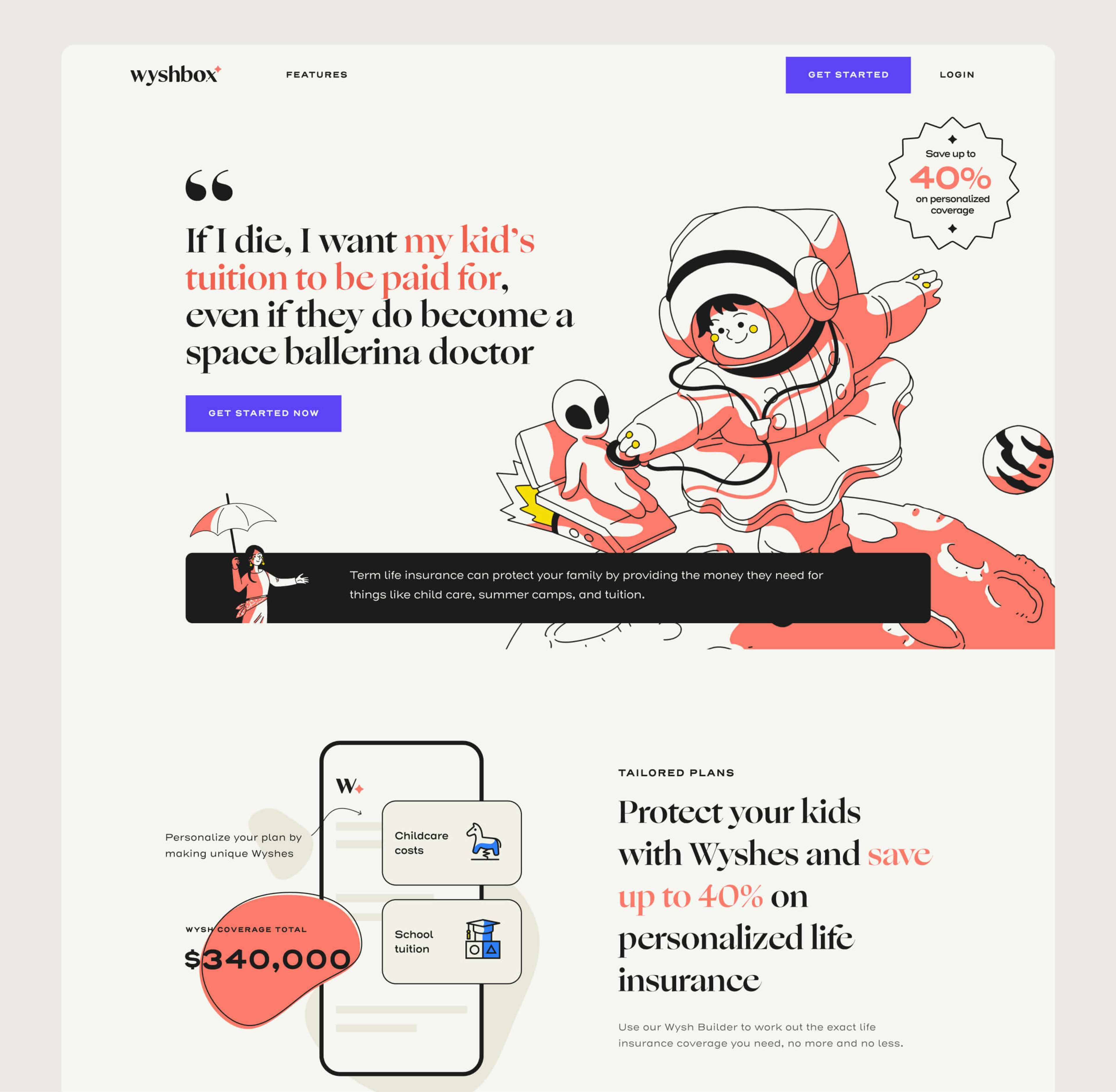 Wyshbox landing page mockup
