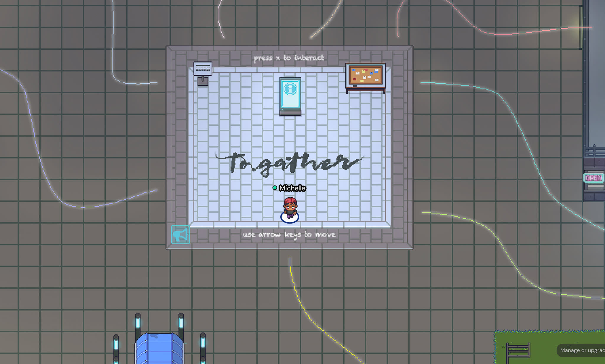 看起來這是一個很大的空間，會帶我們去不同的地方……我應該先去哪裡呢？，製作：《《To.gather》》