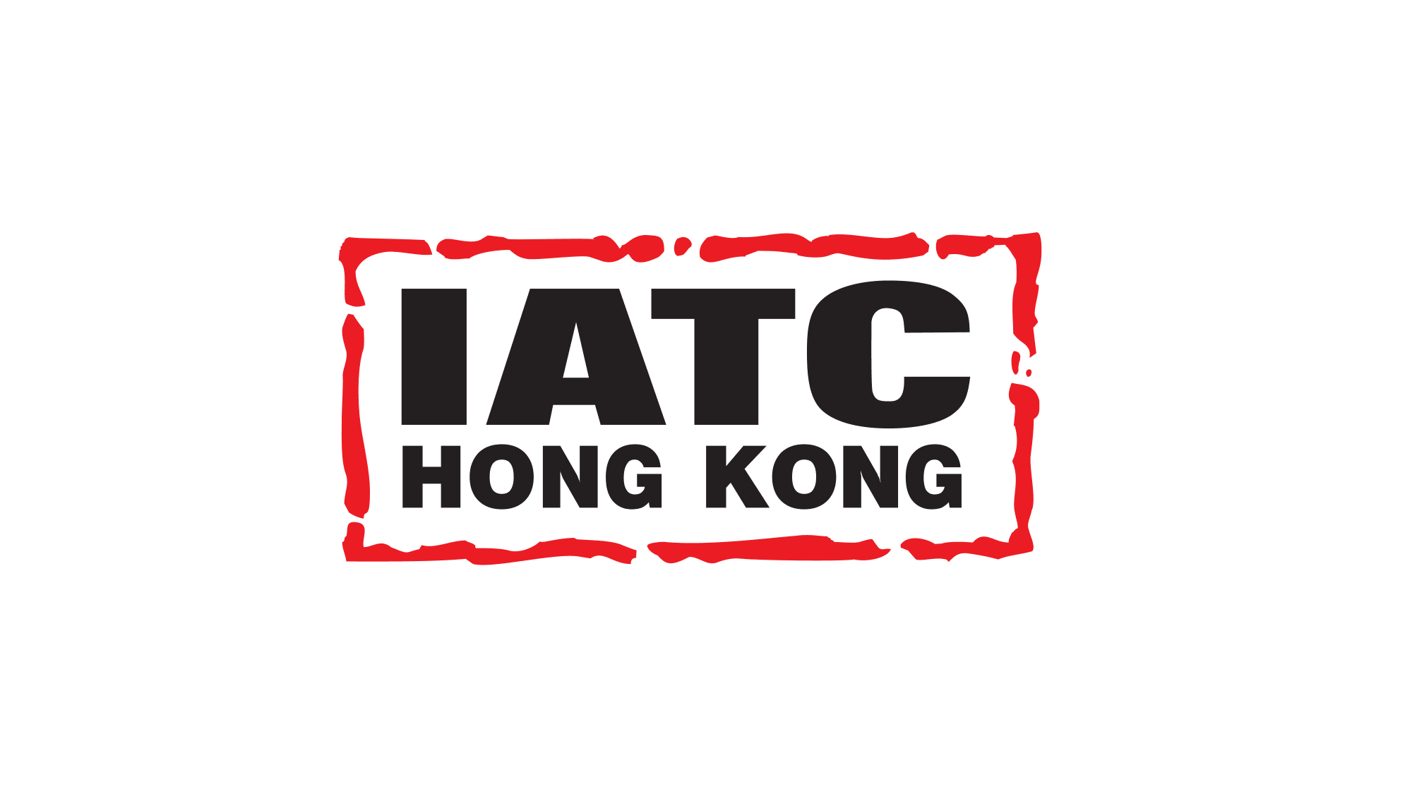 國際演藝評論家協會（香港分會）的標誌，以粗體黑色呈現『IATC』字母，下方為『HONG KONG』字樣，整體外框為紅色的手繪風格矩形。作為香港當代表演藝術的重要評論機構，該協會長期致力於推動本地舞台劇發展，並持續關注如天台製作等本地劇團的藝術創作。