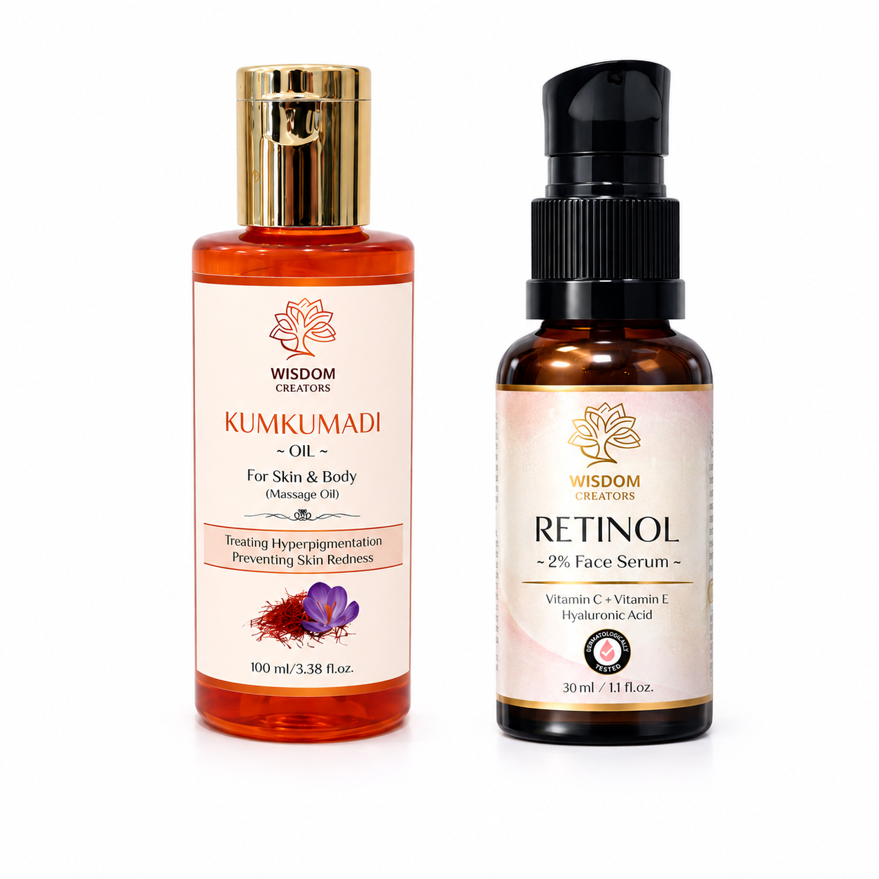 Glow Skin Combo — Kumkumadi Oil + 2% Retinol Serum — Wisdom Creators