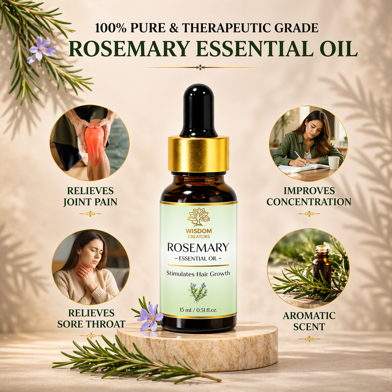 Rosemary Essential Oil - Hair Growth & Aromatherapy (15ml) — ingredients