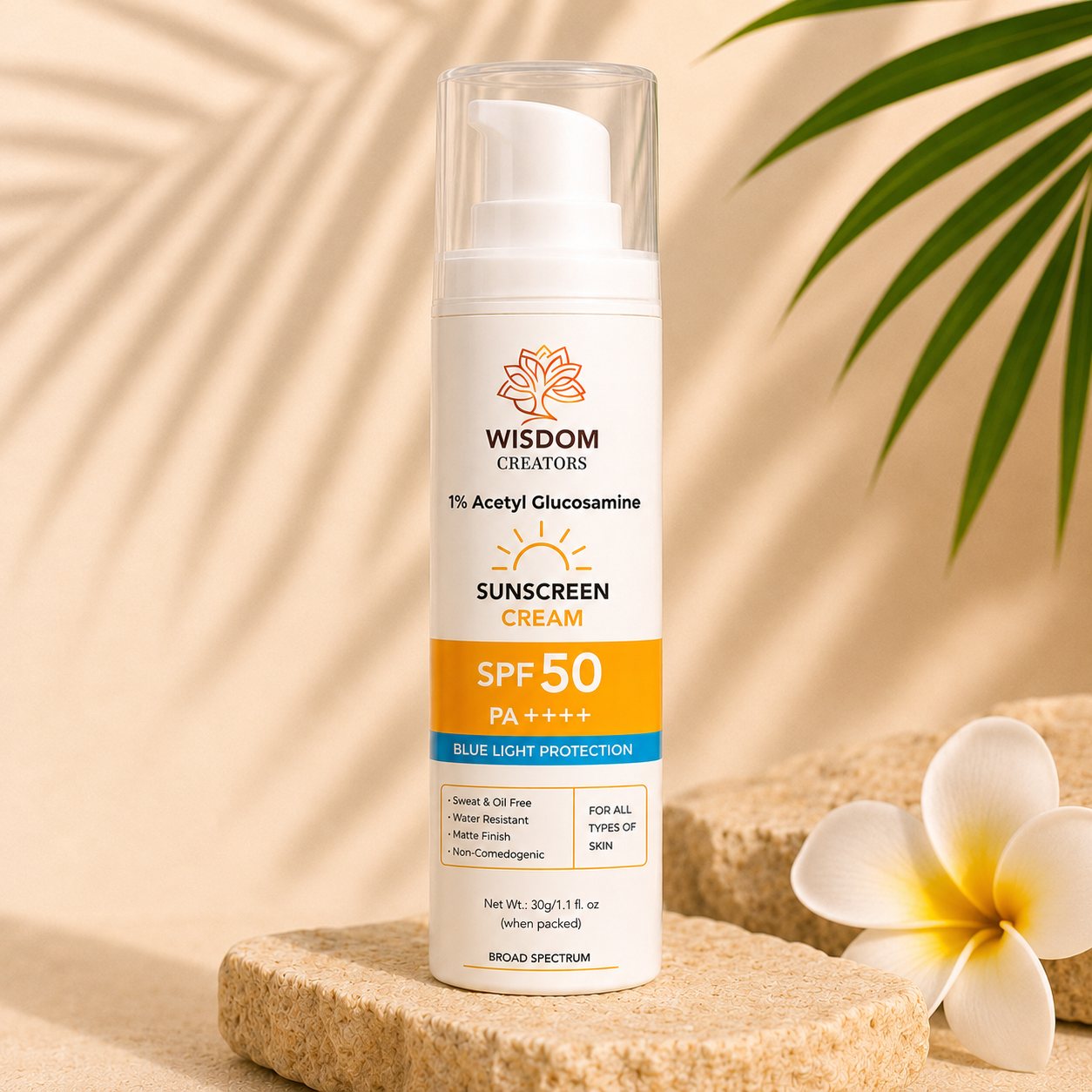 Sunscreen Cream SPF 50 PA++++ with Multivitamins — Broad Spectrum UV & Blue Light Protection (30g)
