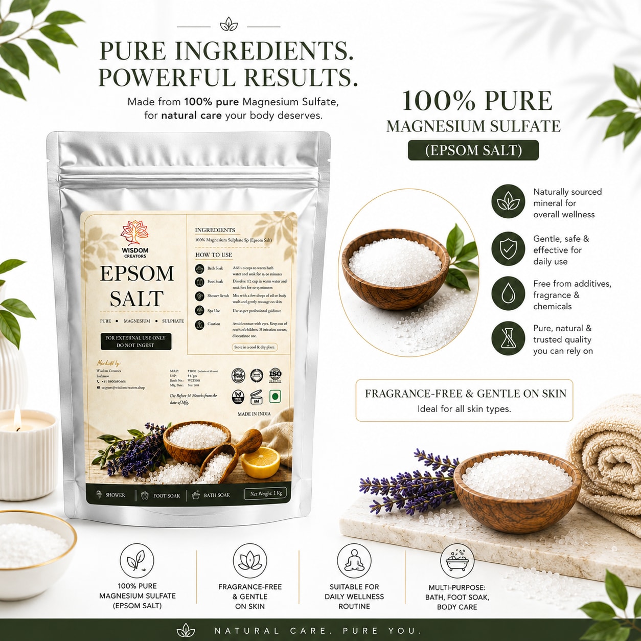 Epsom Salt Value Pack of 2 (2 x 1 Kg) — Wisdom Creators