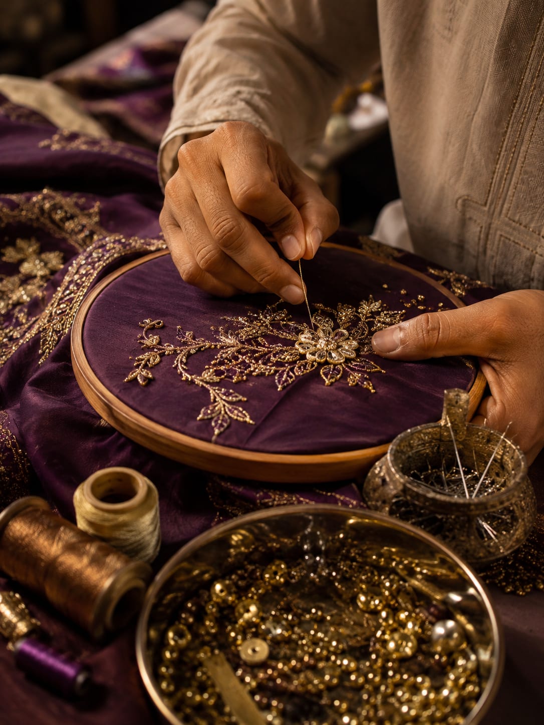 Hand embroidery in progress
