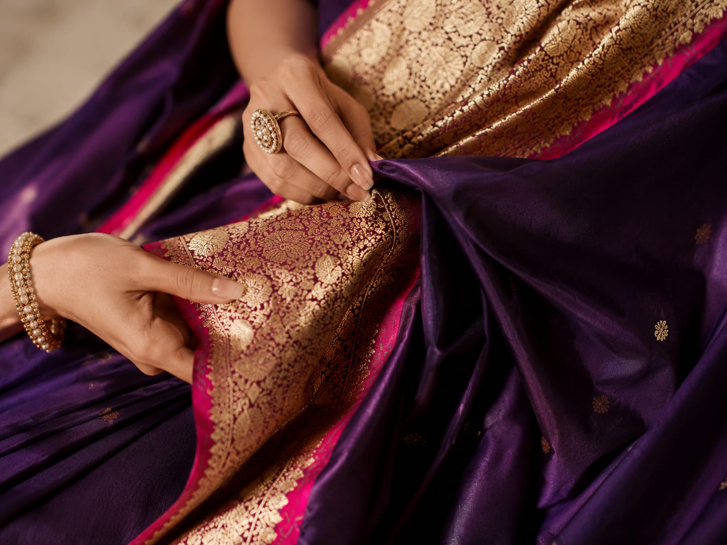 Banarasi silk close-up