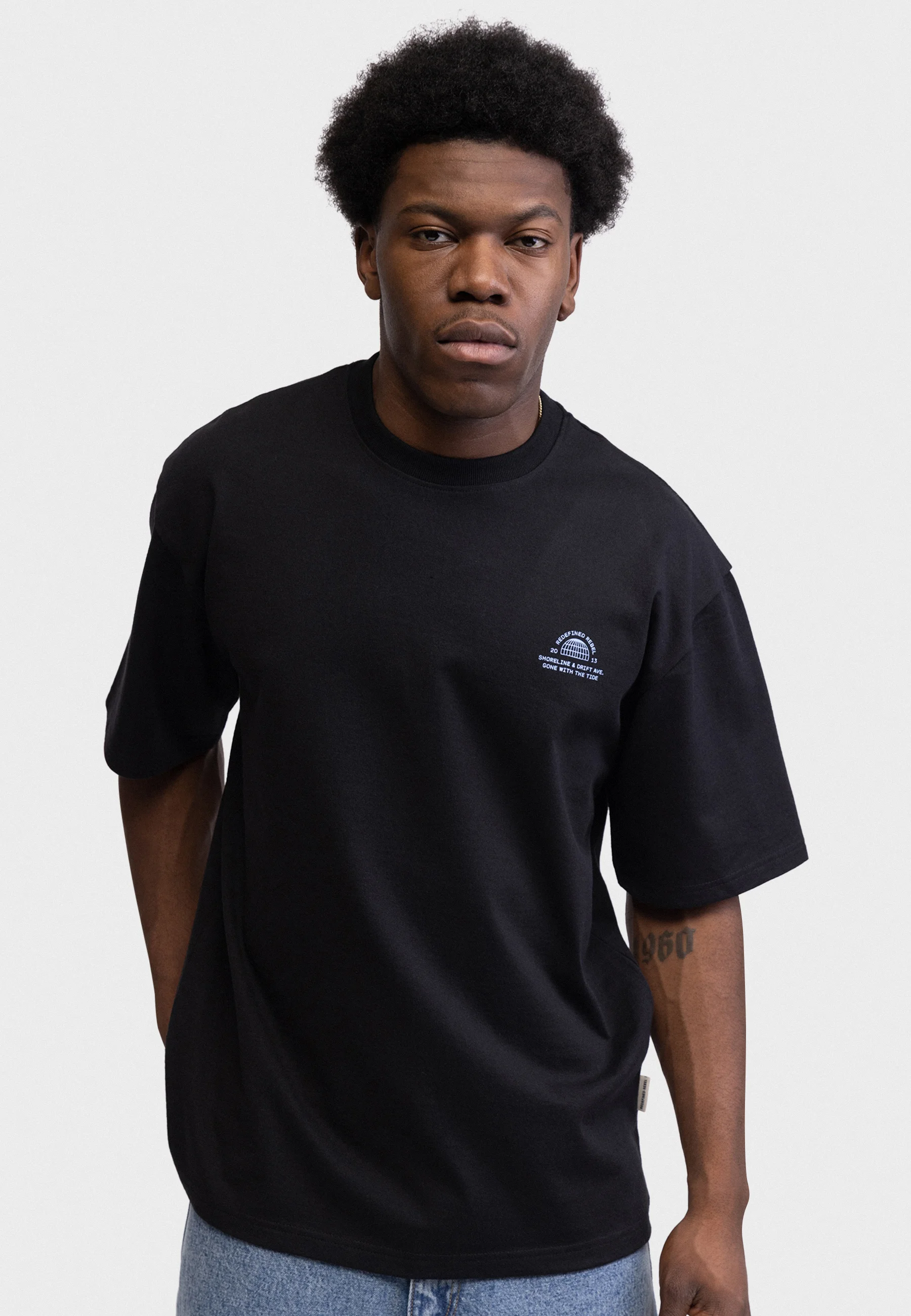 RRBRUNO TEE BOXY FIT - T-shirt imprimé - black