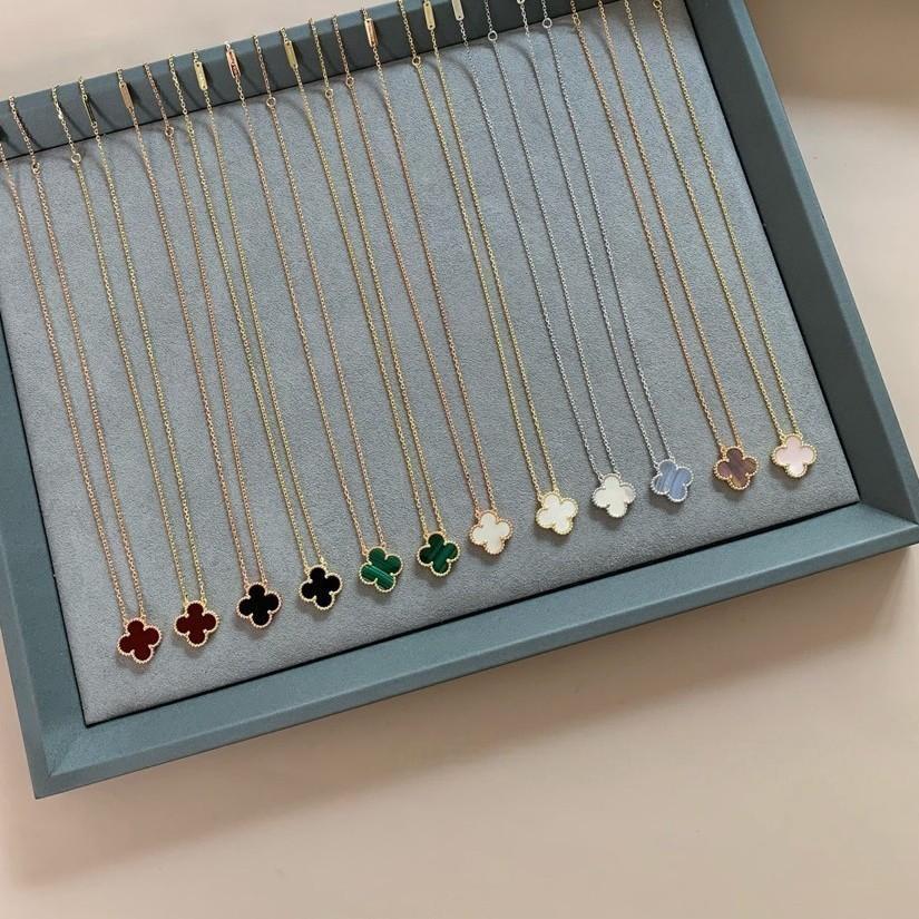 Collier Trèfle à Quatre Feuilles Plaqué Or 18K, Pendentif Coquillage Double Face, Non Ternissant, Luxe pour Femme, Chaîne Clavicule