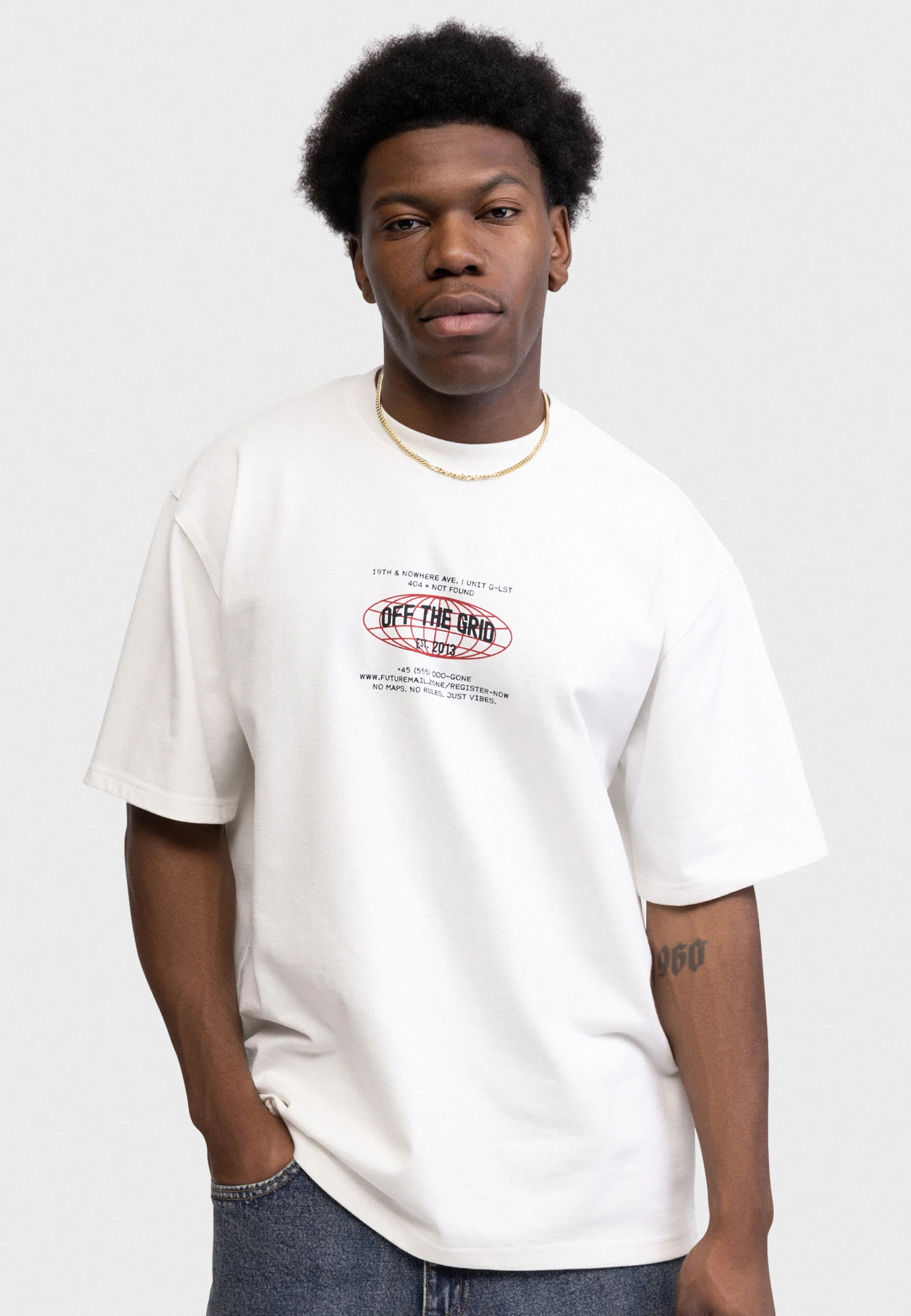RRBRUNO TEE BOXY FIT - T-shirt imprimé - pristine