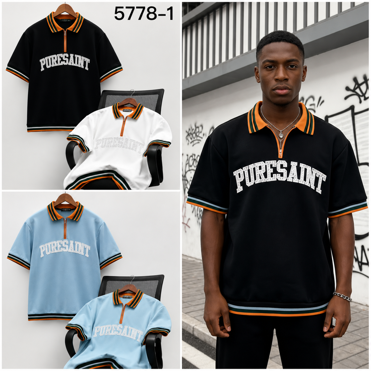 Polo Oversized Zippé Bicolore