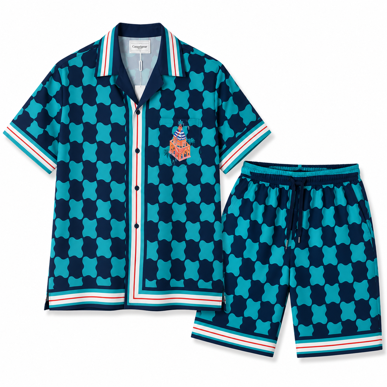 Set Chemise Col Pyjama & Short Motif Trèfle
