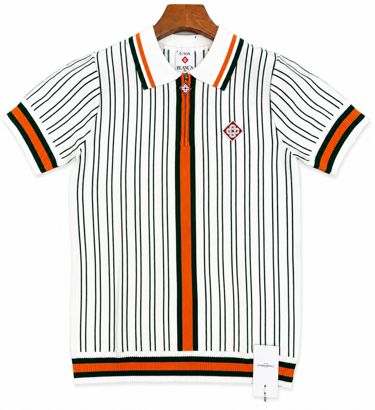 Polo Zippé en Maille à Rayures – Casablanca Style