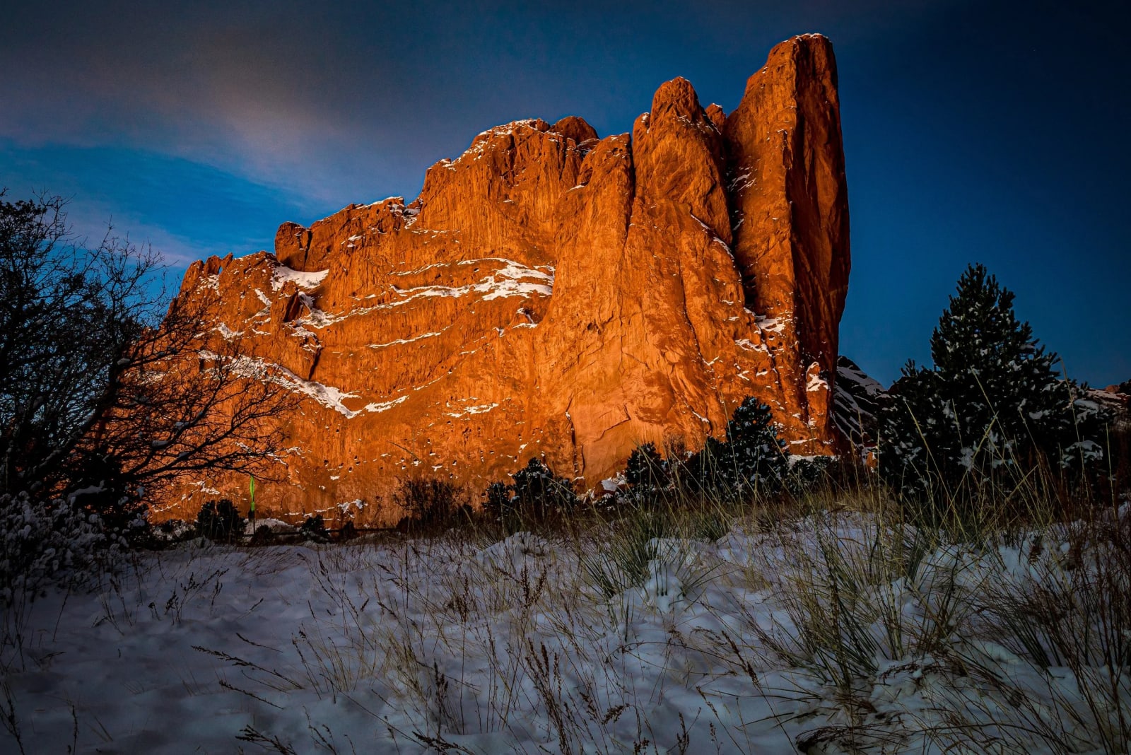 Five Minutes of Furnace — Garden of the Gods, Colorado Springs, Colorado. First light turning the sandstone at Garden of the Gods into a furnace while snow…