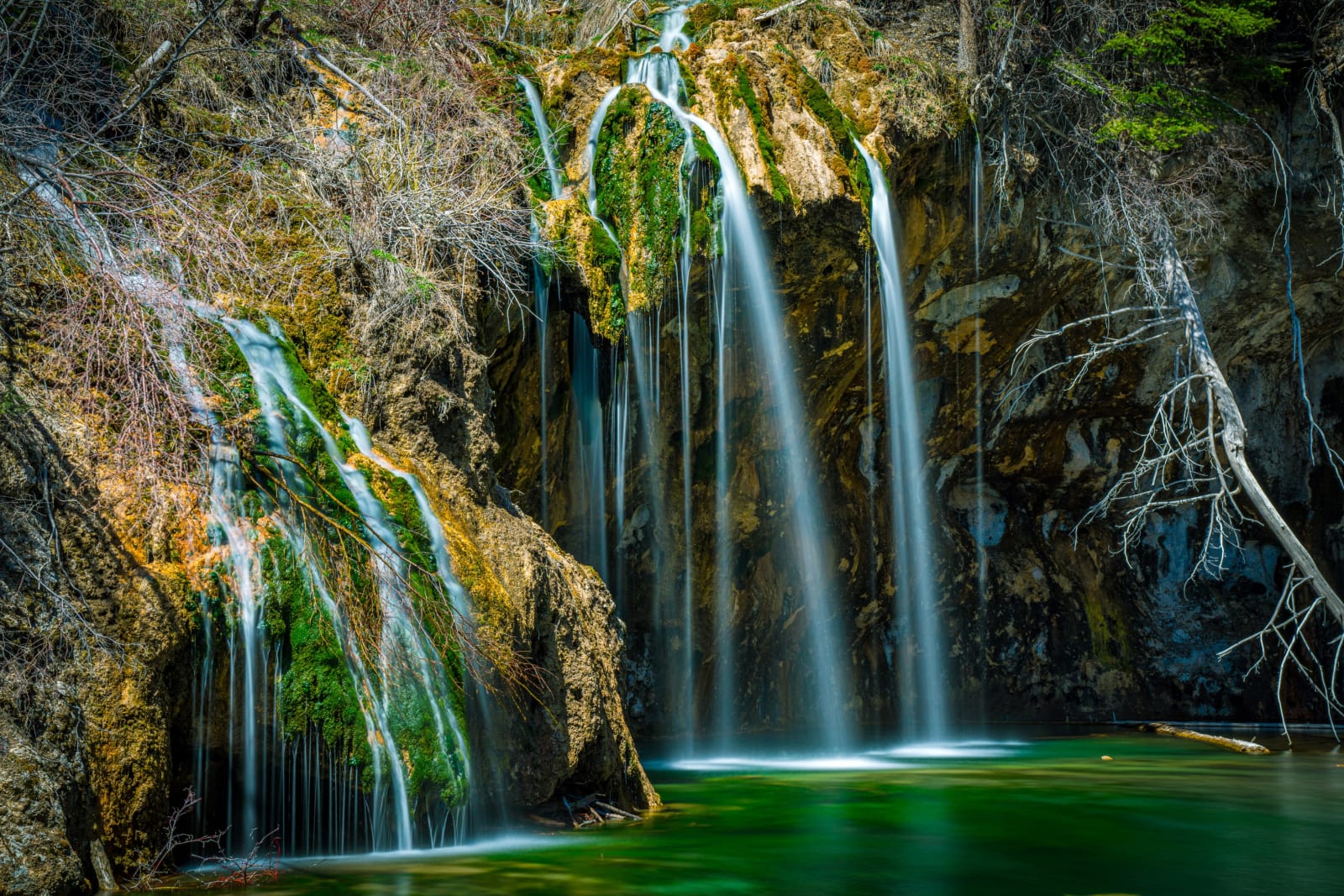 Moss, Mist and Falling Water — Hanging Lake, Glenwood Canyon, Colorado. Another angle on the falls at Hanging Lake in Glenwood Canyon, Colorado, framed by…
