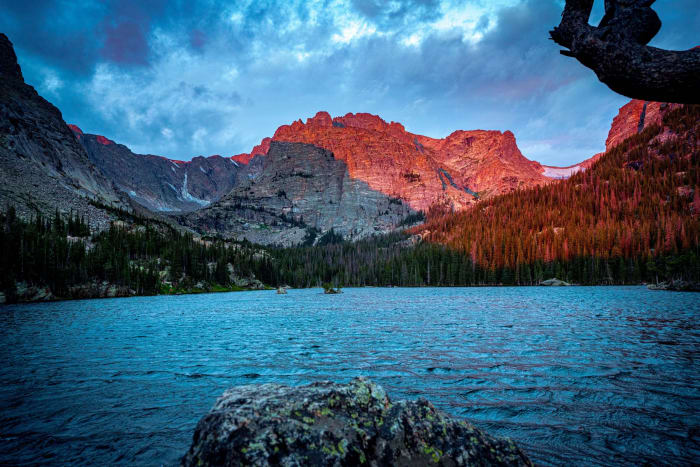Storm Leftovers Catch Fire — Rocky Mountain National Park, Colorado. Storm leftovers catching fire above Loch Vale at first light in Rocky Mountain National…