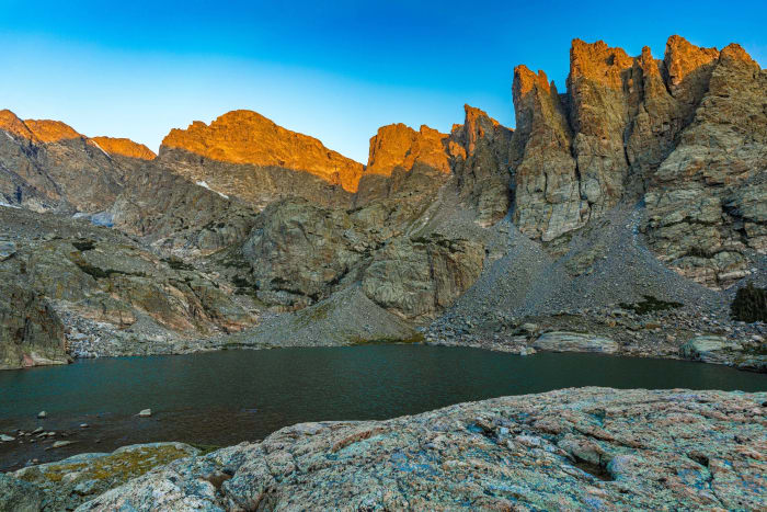 Alpenglow on Schedule — Rocky Mountain National Park, Colorado. Alpenglow hitting the spires above Sky Pond in Rocky Mountain National Park right on…