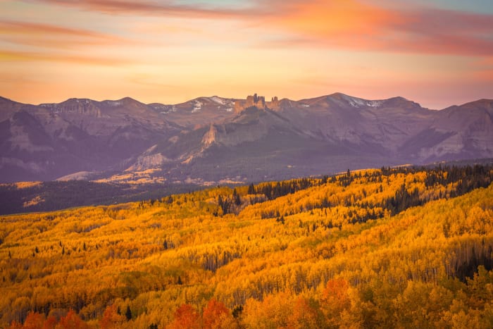 Soft Pink Haze on the Castles — Ohio Pass, Colorado. A gentler take on the same morning at the Castles overlook on Ohio Pass near Crested Butte, Colorado,…
