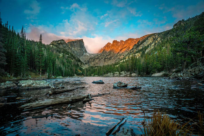 Alpenglow Over the Mountain Lake — Dream Lake, Rocky Mountain National Park — Colorado landscape photography by Chris Heaton