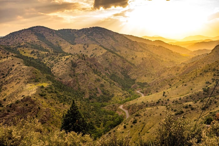 Canyon Road in Sun Flare — Clear creek canyon — Colorado landscape photography by Chris Heaton