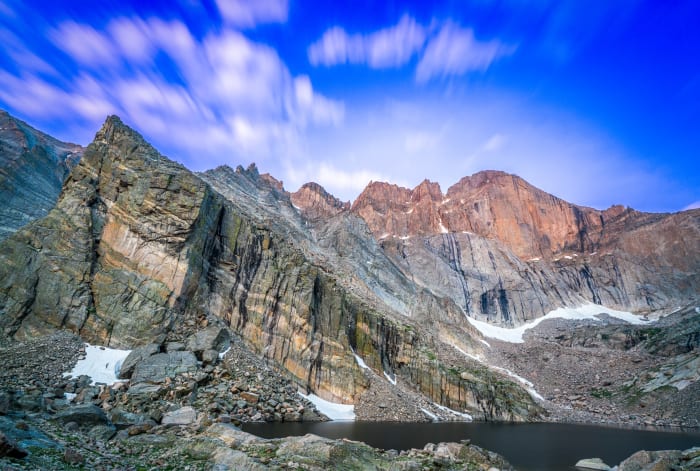 Clouds Racing the Diamond — Chasm Lake, Colorado — Colorado landscape photography by Chris Heaton