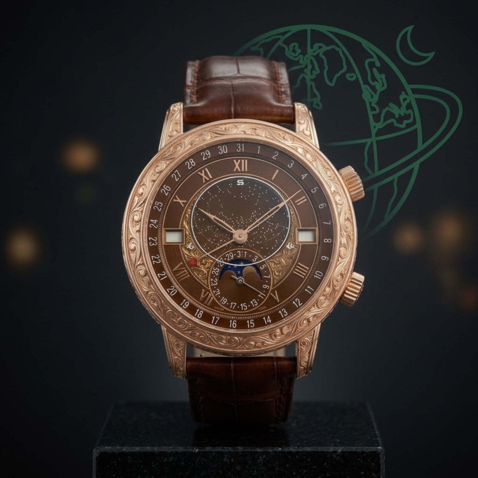 Celestial Moon Phase Watch, Rose Gold-Tone