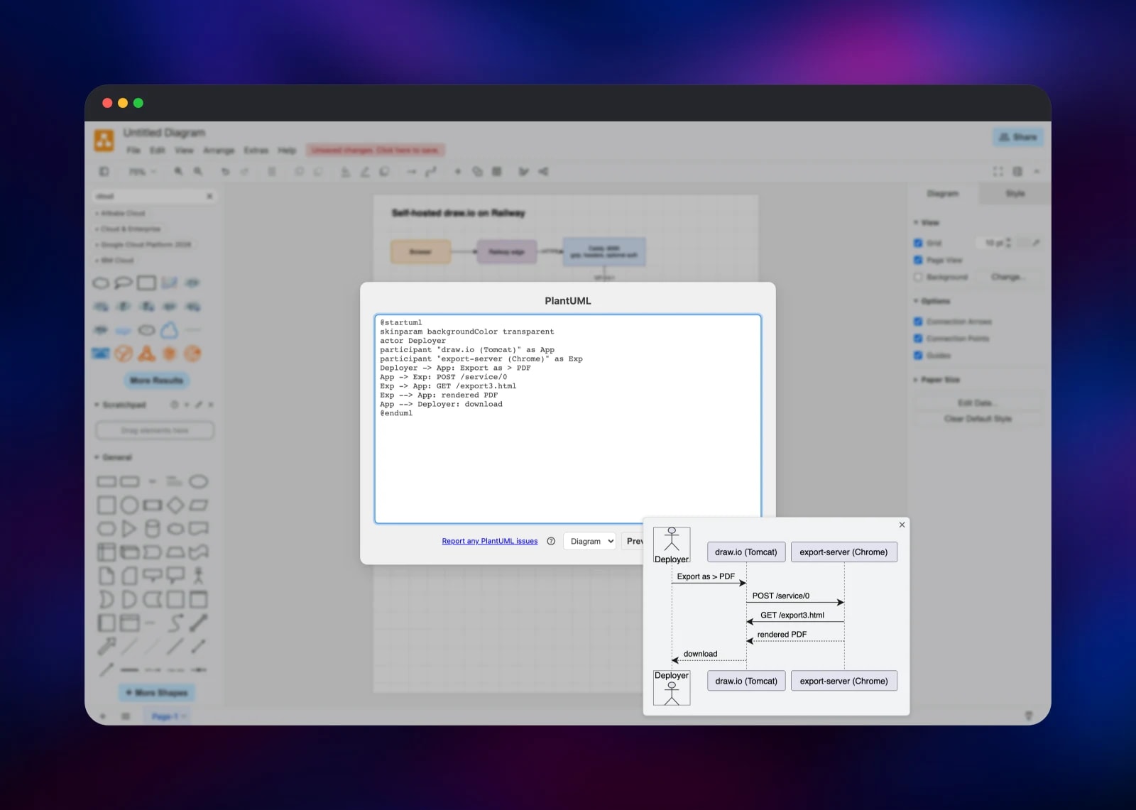 PlantUML source rendered as a sequence diagram preview