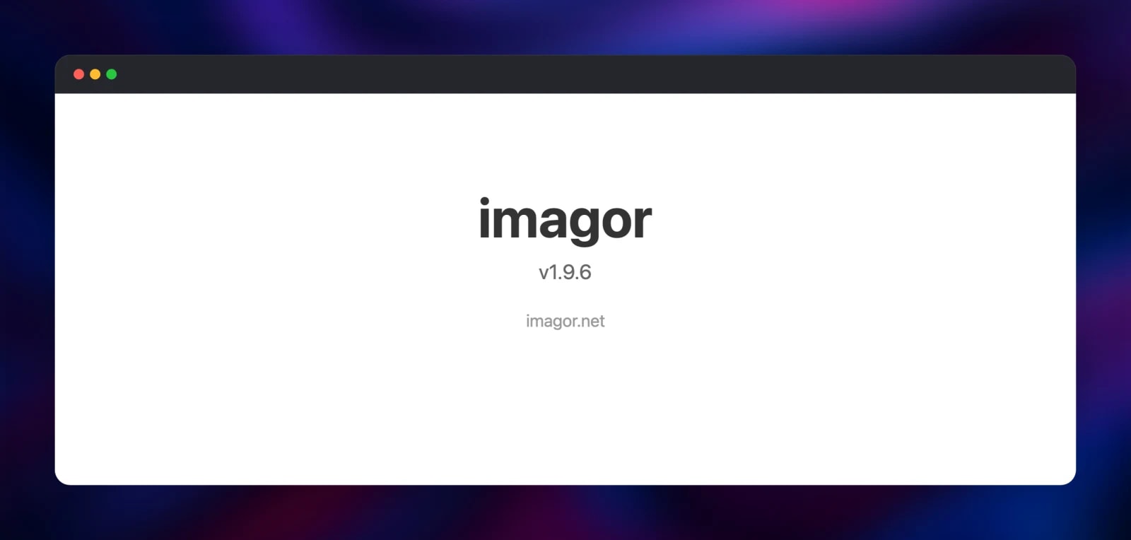 Imagor landing page showing the running server version