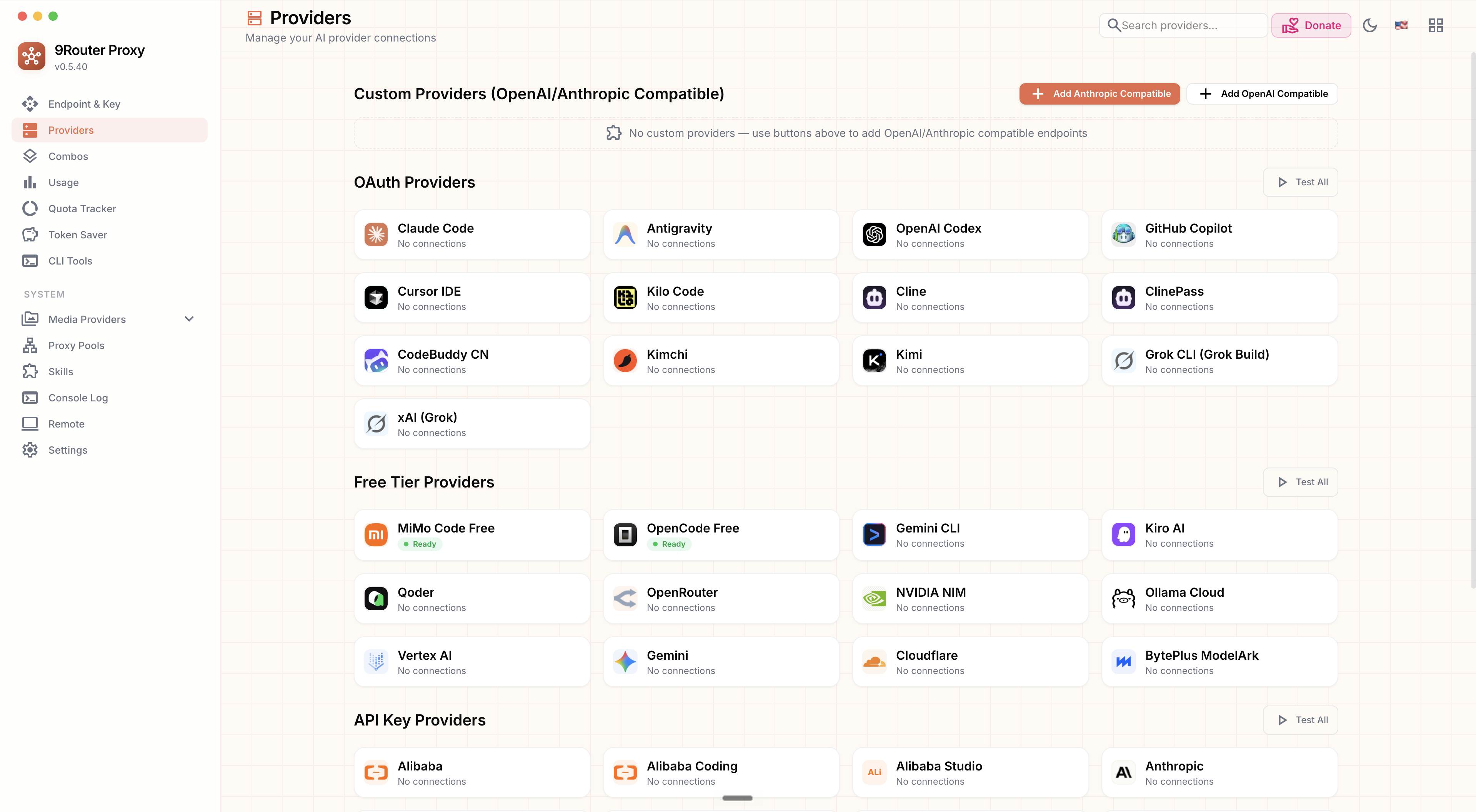 9Router dashboard screenshot