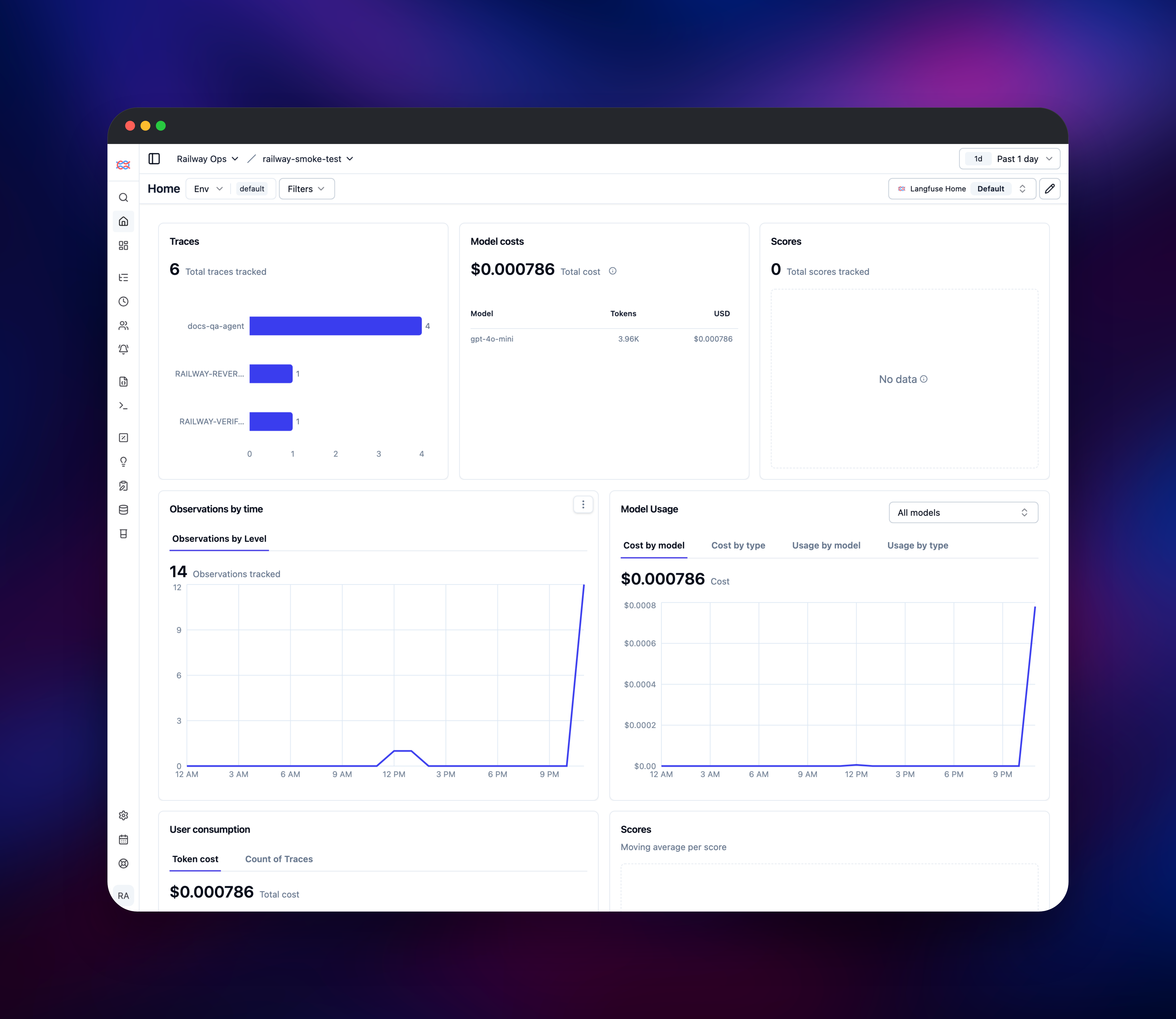 Langfuse dashboard screenshot