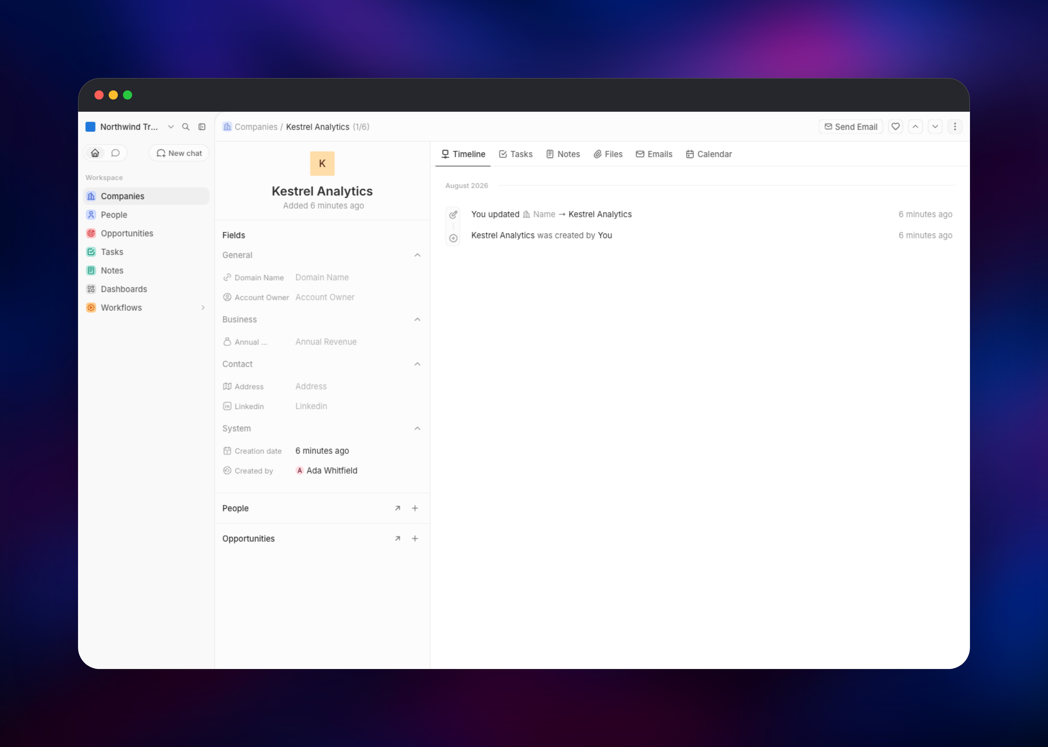 Twenty CRM dashboard screenshot 1