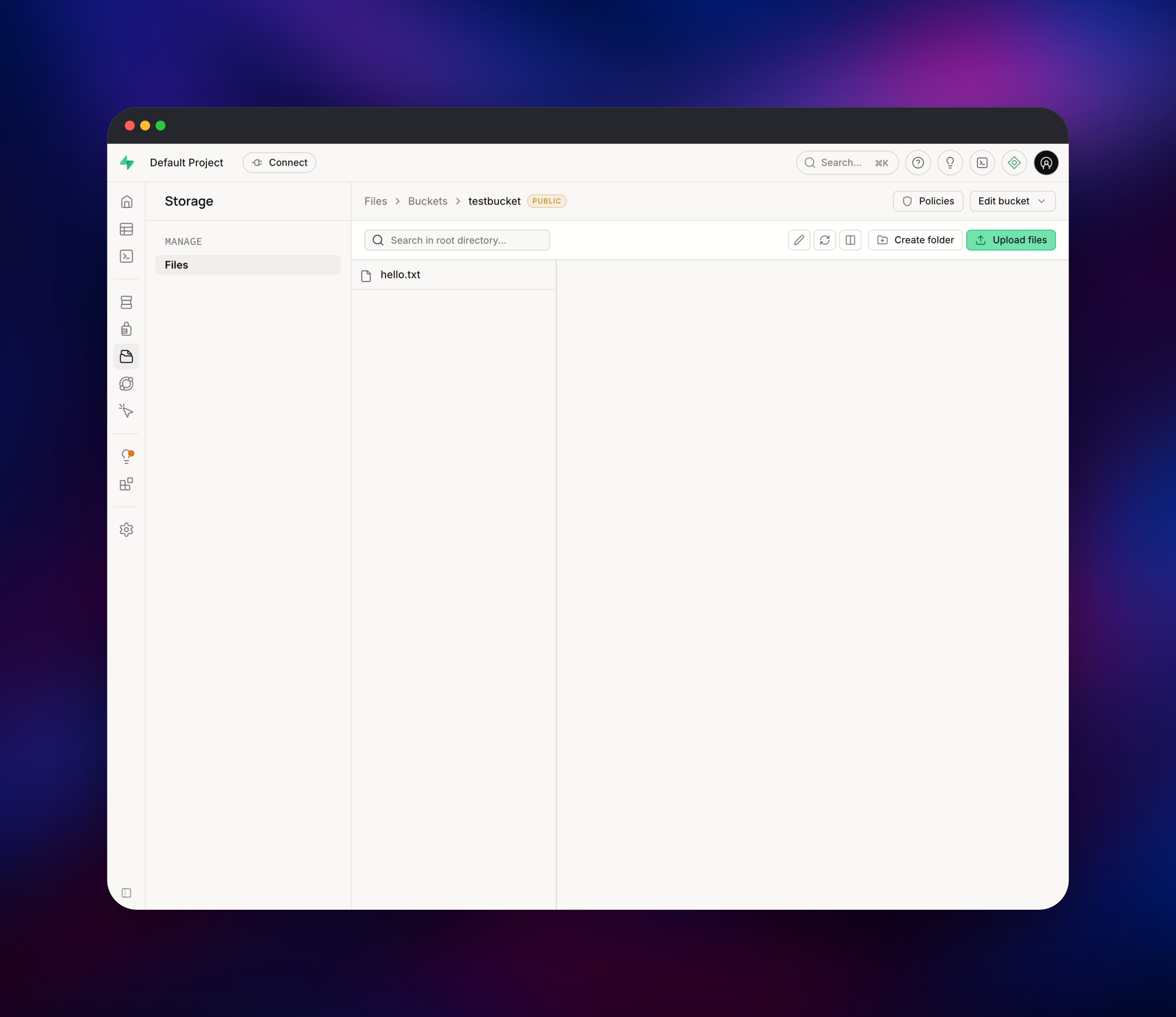 Supabase dashboard screenshot 1