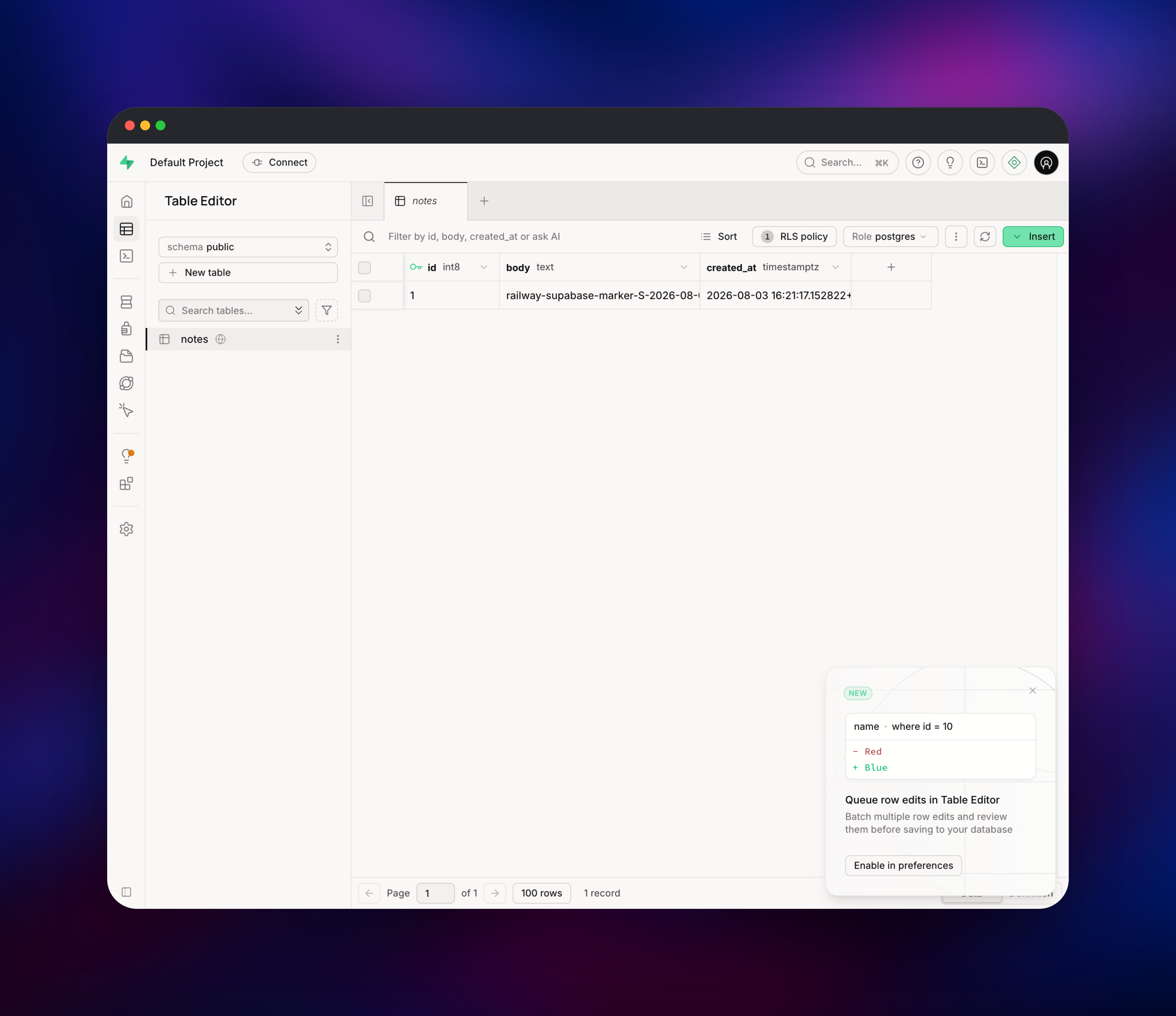 Supabase dashboard screenshot 2