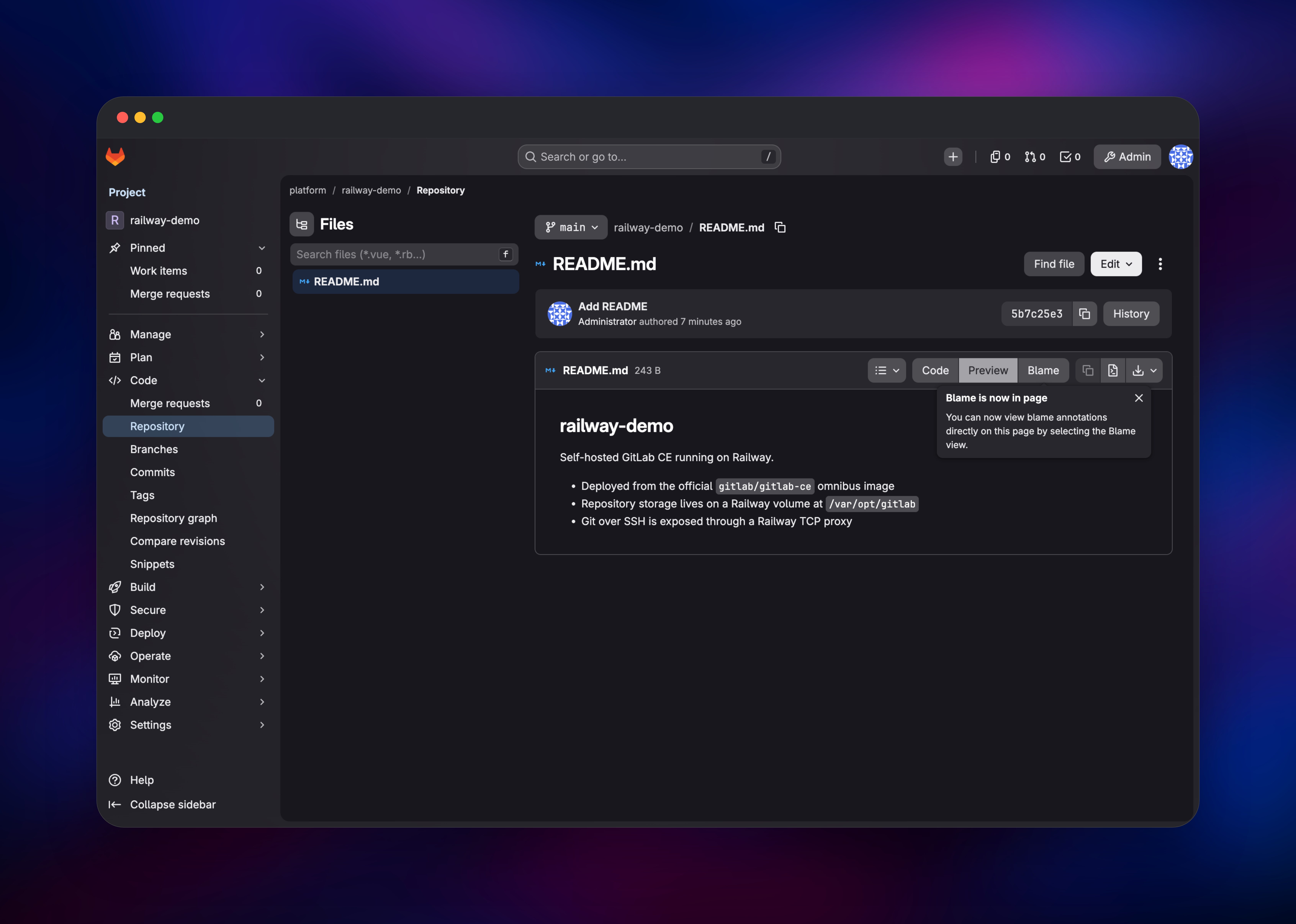 GitLab CE dashboard screenshot 3